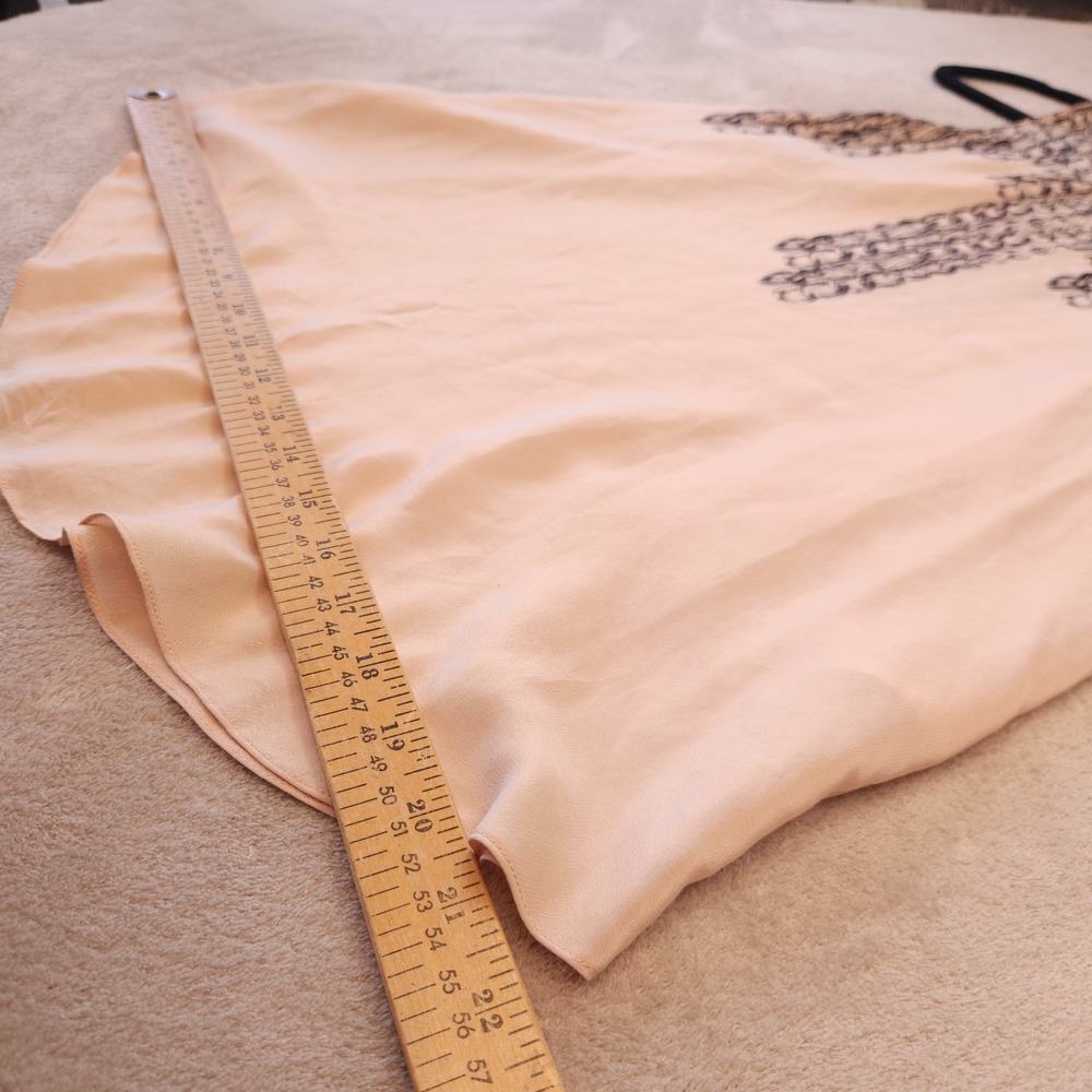 Reiss 1971 100% Silk Blush Pink Navy Print Sleeveless Blouse Size 6 Boho - Picture 8 of 13